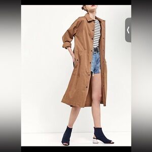Stradivarius Size Small NWT Women's Tan Longline Trench Coat MSRP $118